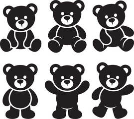 Collection of Black Bear Silhouettes in Various Poses