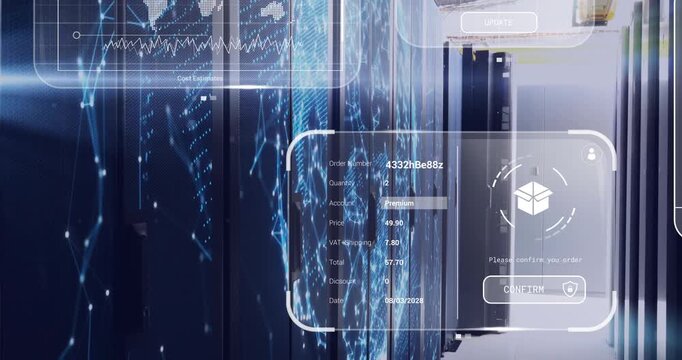 Data processing animation over servers in modern data center environment