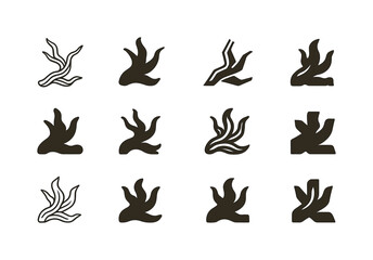 Fototapeta premium Driftwood Logo Variations. Driftwood. Icon set. Set Logo of driftwood: twisted form. harmonious logo variations of the same emblematic concept, each with