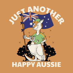Retro Cartoon Happy Australian Kangaroo Mascot