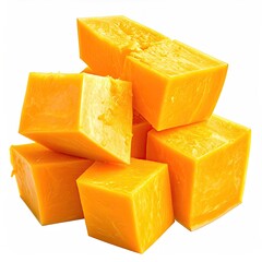 Stack of vibrant orange, cubed pieces, perfect for a culinary delight