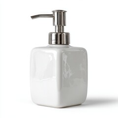 a white ceramic soap pump - isolated product photo