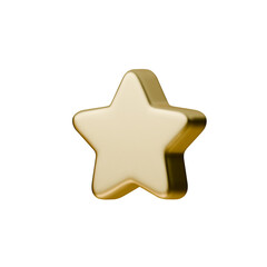  Gold star icon with 3D render effect. Shiny metallic award symbol perfect for game achievements, review ratings, and winner badges on isolated background.