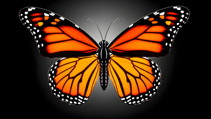 Fototapeta premium Scarlet Butterfly in Focus Red Wings, White Light Crimson Flutter: Bold Contrast