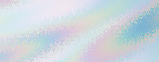 Iridescent hologram background with rainbow gradient foil texture. Abstract holographic pattern in pink, blue, and silver creates a vibrant pearlescent surface effect.
