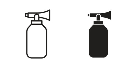 Air horn icons set designed in filled, outline, line and stroke style