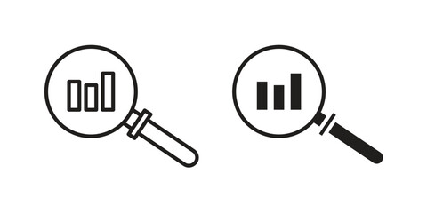Analysis icons set designed in filled, outline, line and stroke style