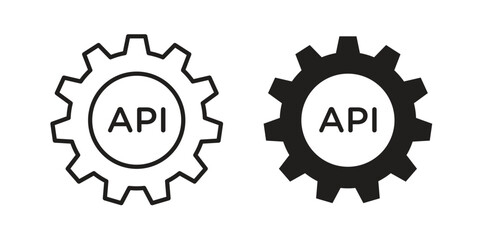 API icons set designed in filled, outline, line and stroke style