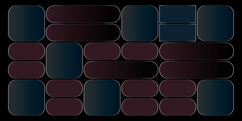 Futuristic transparent glass Bento Grid frames for website landing page. Digital banners UI templates design

