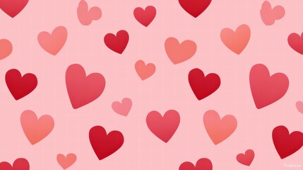 Red background with white hand-drawn hearts and dots for Valentine&rsquo;s Day card or social media template