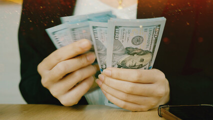 Dollar currency, financial work, financial planner and financial investment, income from work, making money.