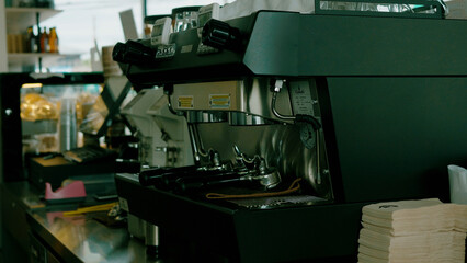 Espresso machines in coffee shops, opening a small coffee shop, and investing in a coffee business.
