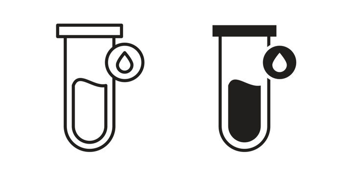 Blood test icons set designed in filled, outline, line and stroke style