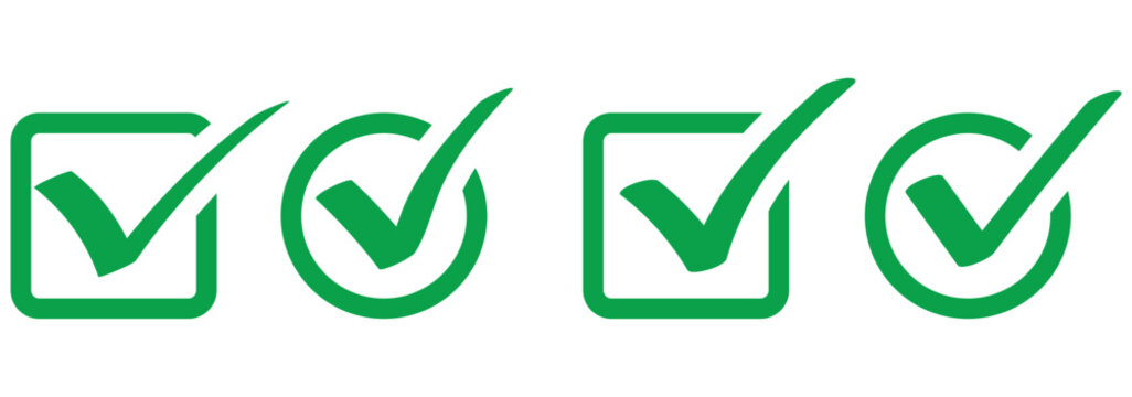 Check tick mark icon set, hand drawn doodle red cross box x check mark green checkbox v, sketch marker checklist symbol right and wrong set - for ...