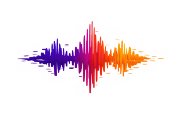 Dynamic sound wave equalizer vibrating with rainbow colors, displaying audio frequency spectrum and music energy concept