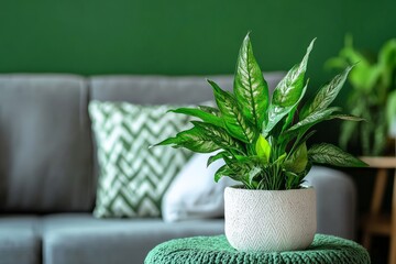 Potted houseplant bringing greenery and freshness to modern living room
