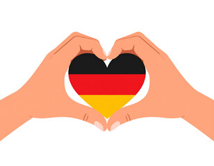 Obraz premium German flag heart hands icon flat vector illustration