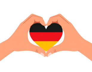 German flag heart hands icon flat vector illustration