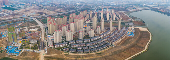 Qinyuan Residential City Panorama - Aerial Lakefront View © LeVan