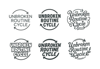 Obraz premium Diverse Lettering Styles. Unbroken routine cycle. Set lettering. harmonious lettering variations of the same emblematic concept, each with different artistic