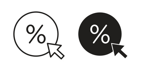 Click through rate icons set designed in filled, outline, line and stroke style