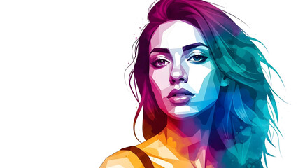 Fototapeta premium Aqua Aurora Portrait Prism of Cool Hues Turquoise Dream Portrait Oceanic Kaleidoscope Face