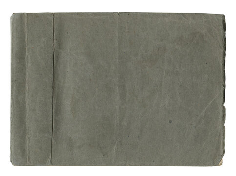 horizontal crumpled old aged paper texture with grey color on white