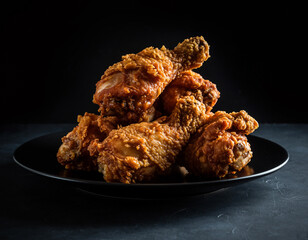 fried chicken in black background