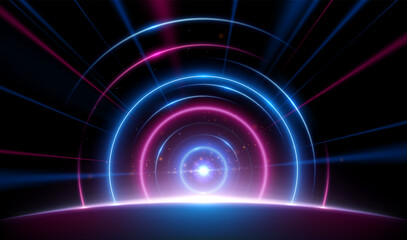 Circle light effect with rays and sparks