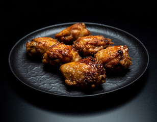 fried chicken in black background