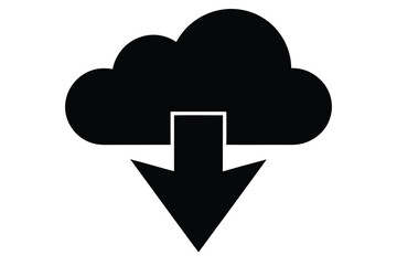 cloud download vector icon silhouette