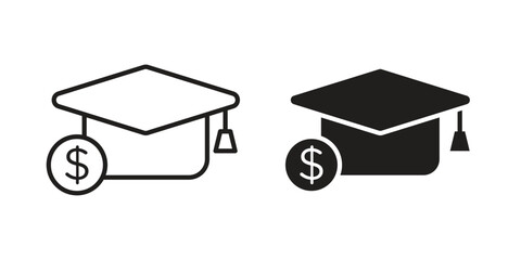 Education cost icons set designed in filled, outline, line and stroke style