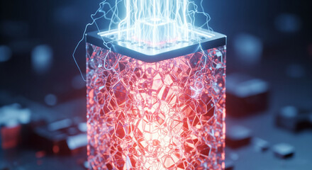 Quantum Core Unleashed: An abstract depiction of raw power and innovation, the image showcases a central quantum core with electricity sparking outward from it.