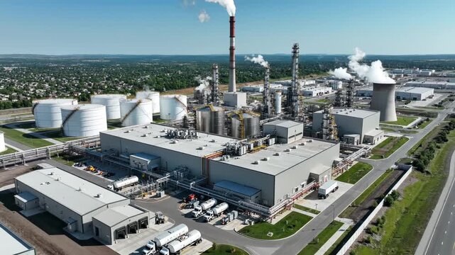 Aerial view of an industrial oil refinery