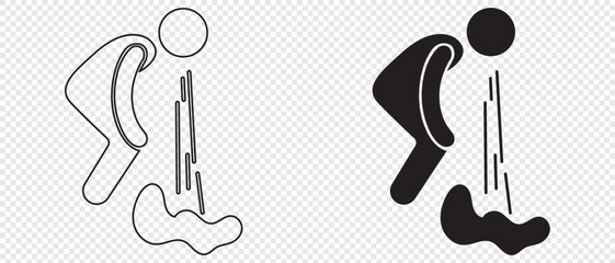 vomiting silhouette icon vector illustration isolated on transporant icon background