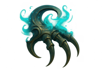 Fantasy monster claw with blue magic energy
