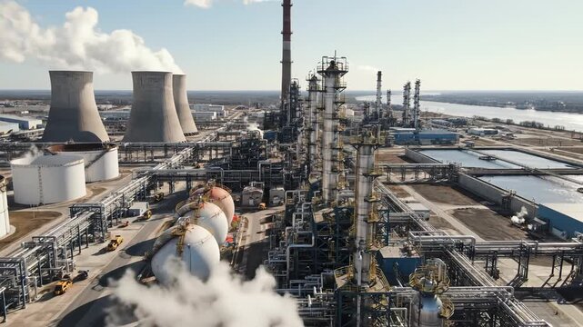 Aerial view of an industrial refinery