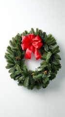 Holiday Cheer: A festive green wreath with a vibrant red bow, symbolizing the season's warmth and the spirit of gathering.