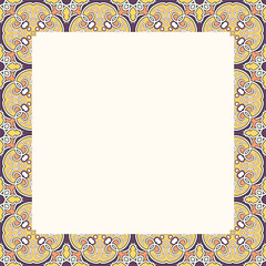 Ornate Square Frame with Abstract Floral Border in Warm Tones