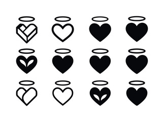 Catholic Charities Icon Set. Catholic charities. Icon set. Set Logo of Catholic charities: heart with halo. harmonious logo variations of the same emblematic