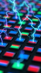 Obraz premium Vibrant Electric Keyboard with Colorful Lights Technology Digital Abstract. Concept featuring keyboard, electric, colorful, lights, technology.