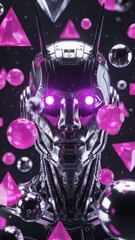 Fototapeta premium Futuristic Robot with Geometric Shapes Technology 3D Rendering Metallic. Concept featuring robot, futuristic, technology, geometric shapes, 3d rendering.