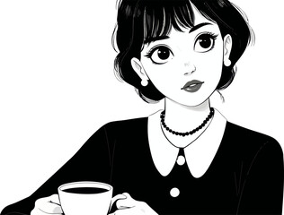 A professional woman barista is expertly crafting an intricate latte art design