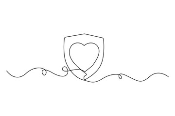 Healthcare protection line icon with heart and shield
