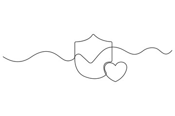 Healthcare protection line icon with heart and shield
