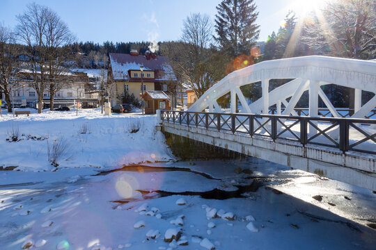  White bridge on the Labe river, Spindleruv mlyn, Giant mountains, Czech republic