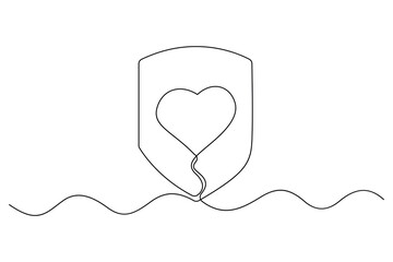 Healthcare protection line icon with heart and shield
