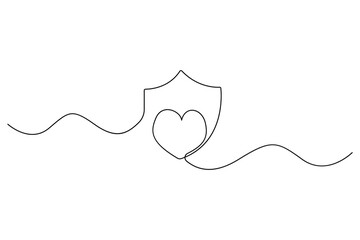 Healthcare protection line icon with heart and shield
