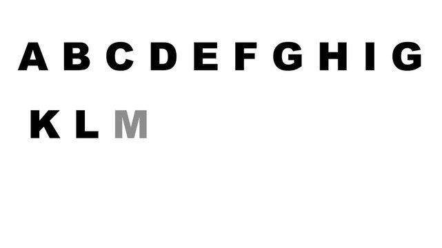 black Alphabet letters A to Z isolated on a white background. Animated alphabet A to Z. Learning letters. Motion design.