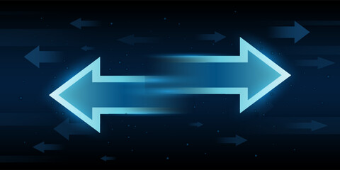 Transfer Arrows Concept with Two Directional Arrows for Sending and Receiving Data, Money and Digital Currency, Exchange Information, Fintech Payment, Blockchain Transaction n Modern Digital Logistics